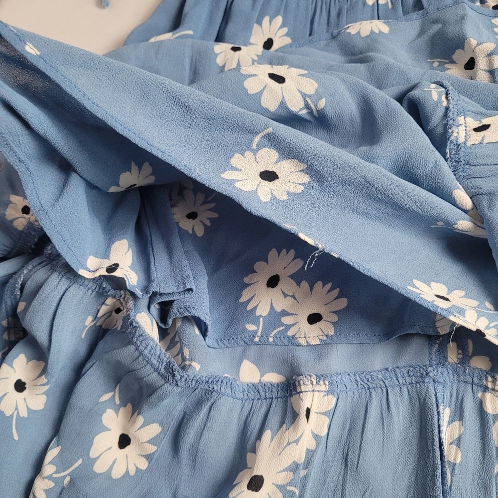Reformation Chelsea Girl Cottagecore Kealy Blue Floral Print Midi Dress Size 0 - Picture 9 of 13